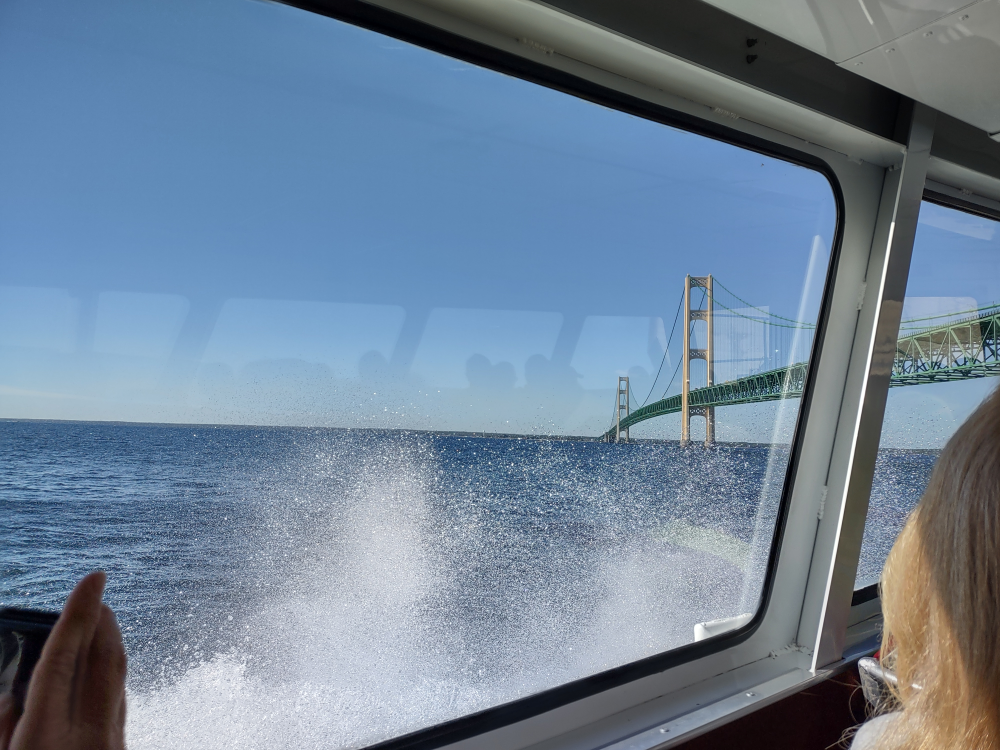 The ferry took us under Mackinac Bridge